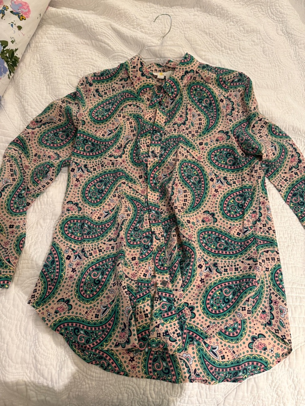 Boden Green & Pink Paisley silk blouse